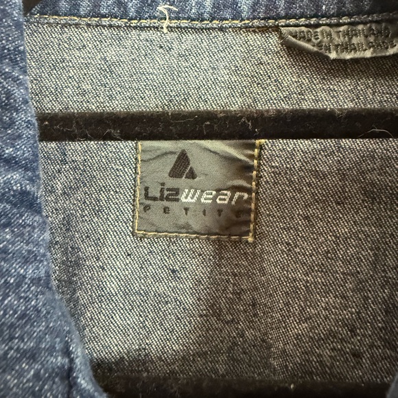 Liz Claiborne Dark Blue Denim Jacket with Tan Toggle Accents - Picture 2 of 4